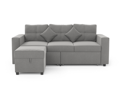 Narvik 3-Seater Ottoman Light Grey Fabric Sofa