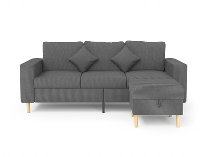 Narvik 3-Seater Ottoman Grey Velvet Sofa