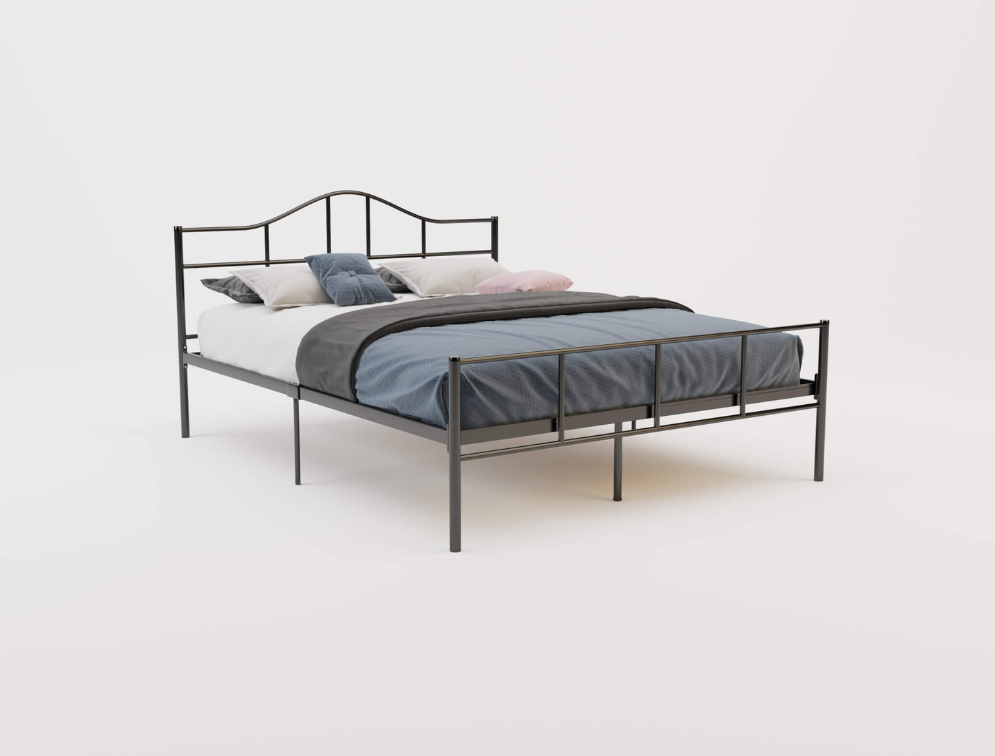 top view of a king single bed frame with mattress and pillows in a white background from Isaak