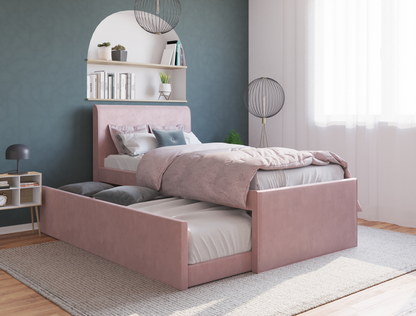 top view of a king single bed frame with mattress and pillows in a bedroom from Isaak