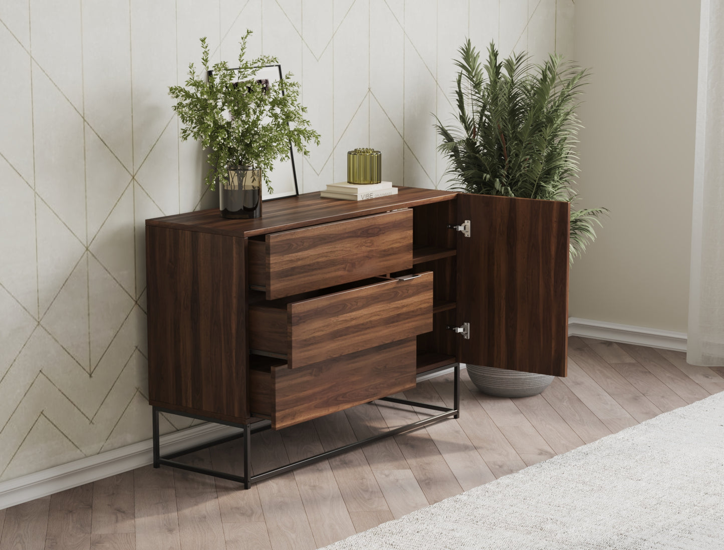 Ellora Walnut 4 Chest of Drawers