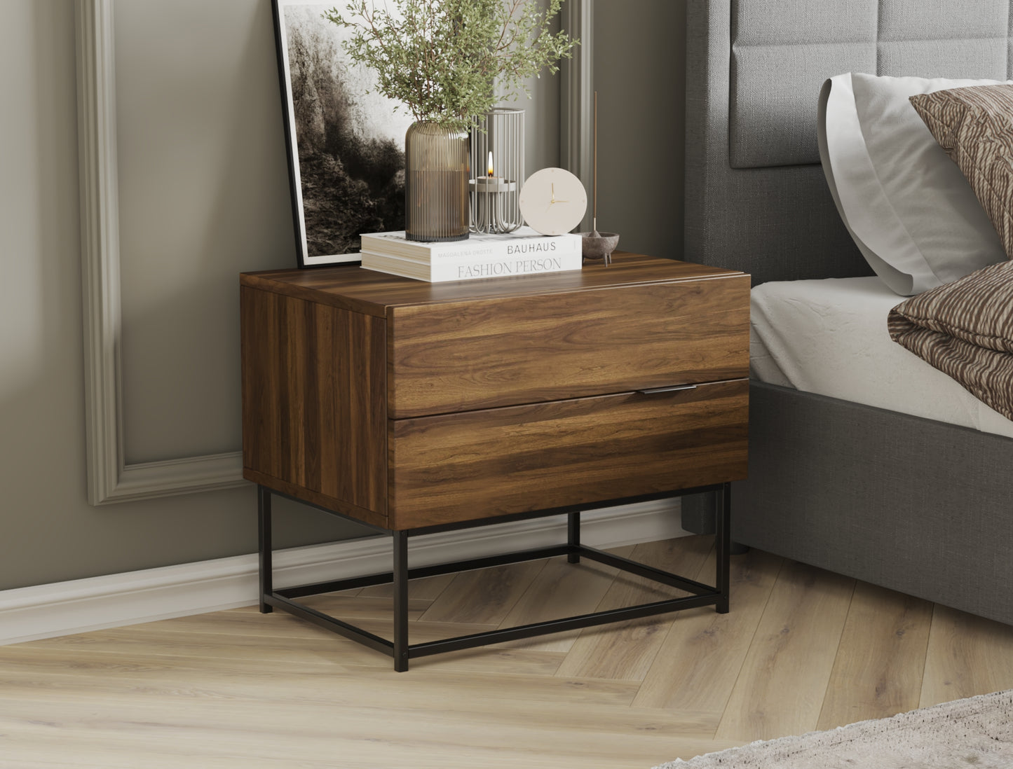 Ellora Walnut Bedside Table