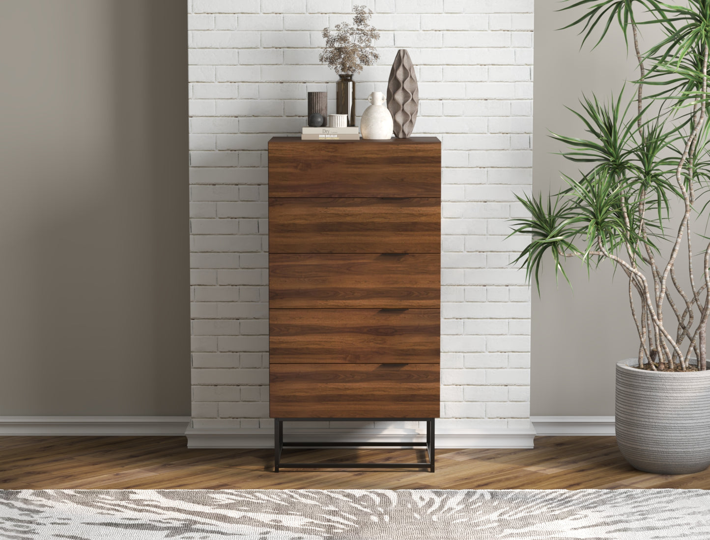 Ellora Walnut 5 Chest of Drawers