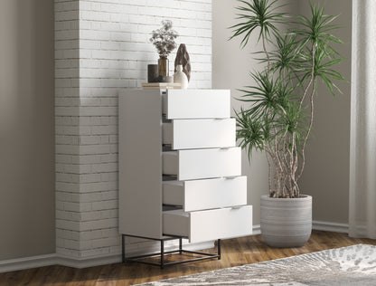 Ellora White 5 Chest of Drawers