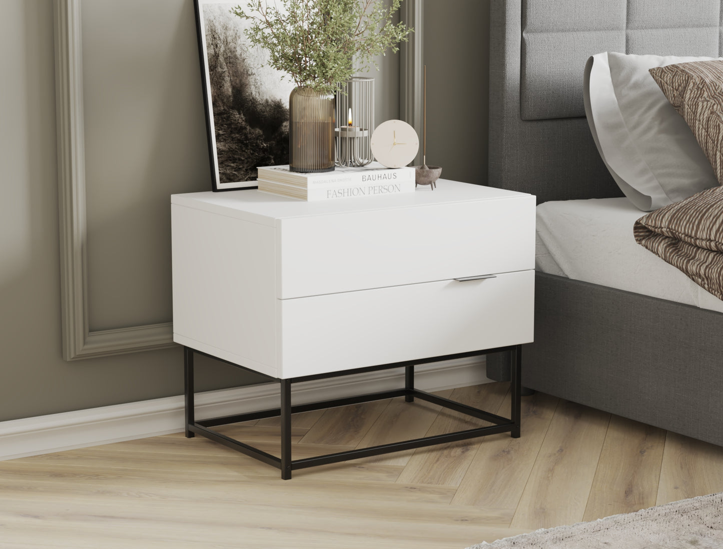 Ellora White Bedside Table