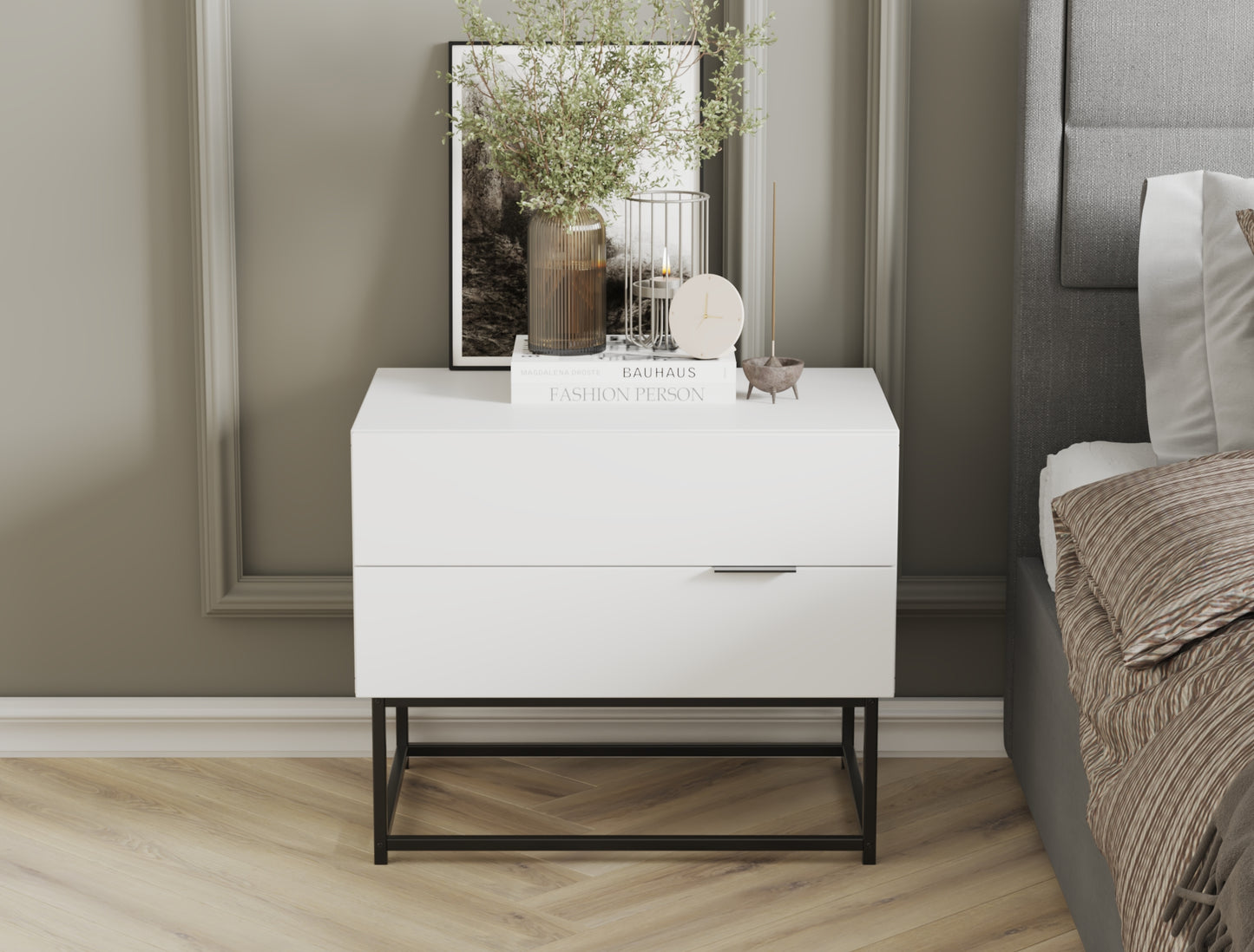 Ellora White Bedside Table