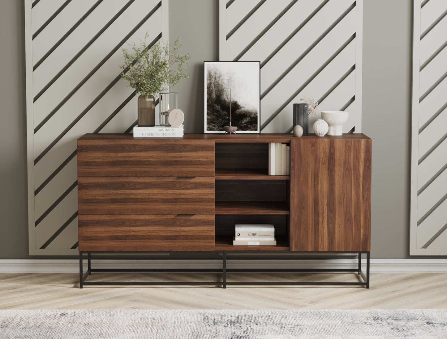 Ellora Walnut 4 Chest of Drawers