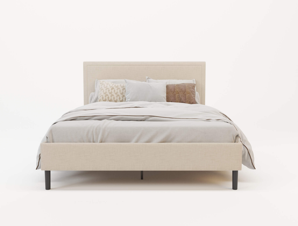 Wiltshere Beige White Oak Fabric Double Bed Frame