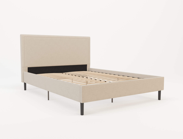 Wiltshere Beige White Oak Fabric Double Bed Frame