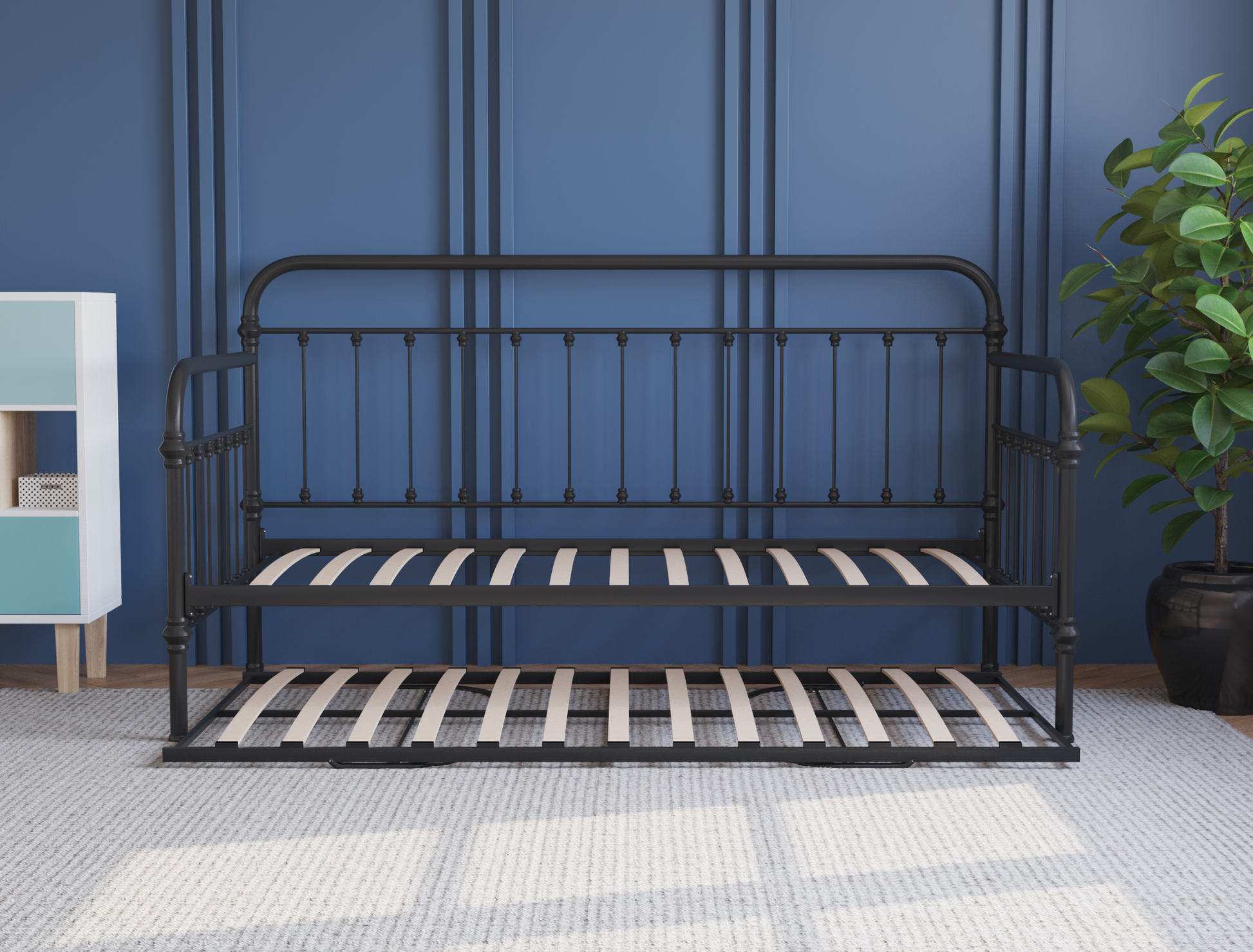 side view of a single bed frame in a bedroom from Isaak