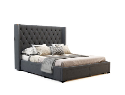 Bologna Grey Fabric Drawer Bed Frame