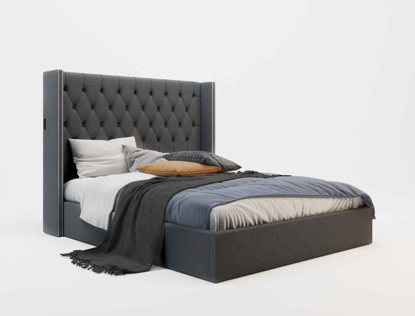 Bologna Grey Fabric Gas Lift Bed Frame