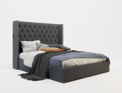 Bologna Grey Fabric Gas Lift Bed Frame