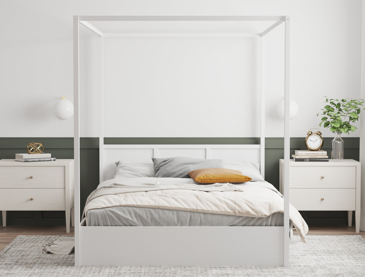 Olsen Wooden Canopy White Gas Lift Bed Frame