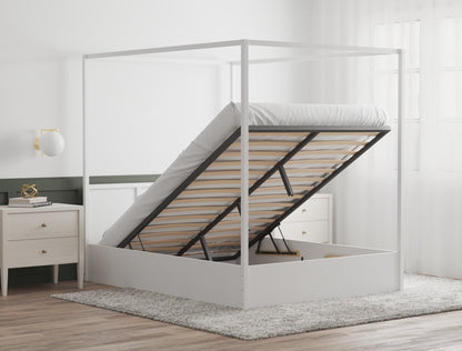 Olsen Wooden Canopy White Gas Lift Bed Frame