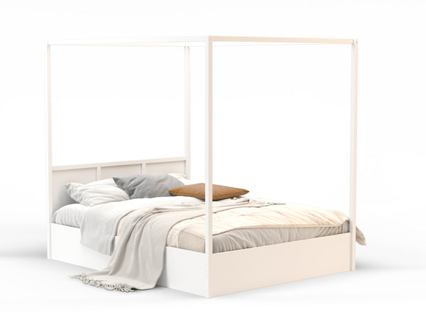 Olsen Wooden Canopy White Gas Lift Bed Frame