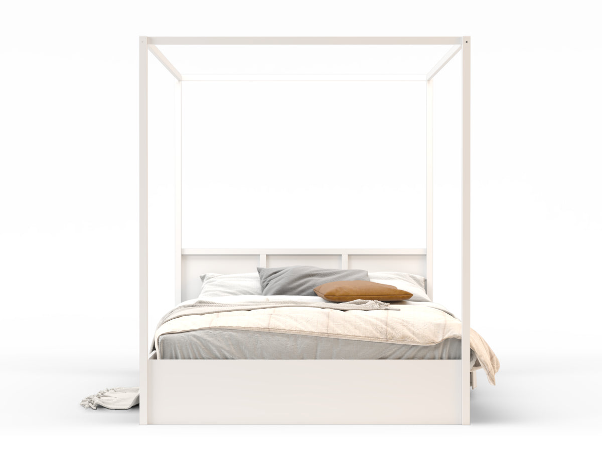 Olsen Wooden Canopy White Gas Lift Bed Frame