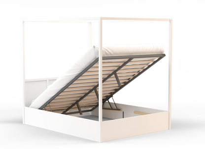 Olsen Wooden Canopy White Gas Lift Bed Frame