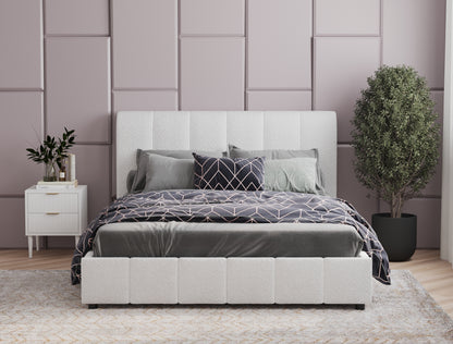 Michelle White Boucle Bed Frame