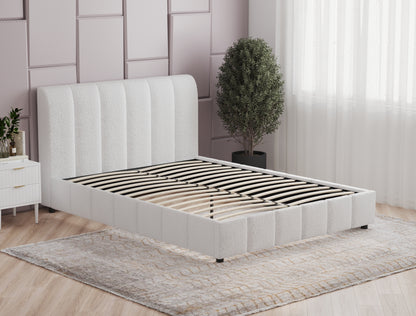 Michelle White Boucle Bed Frame