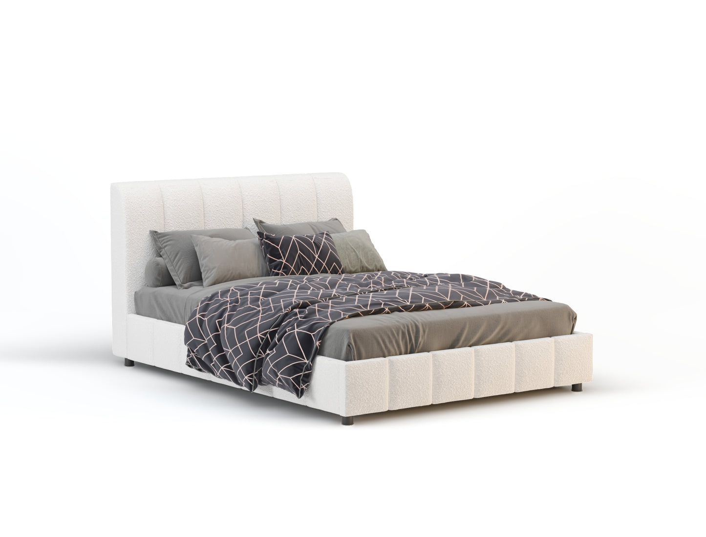 Michelle White Boucle Bed Frame