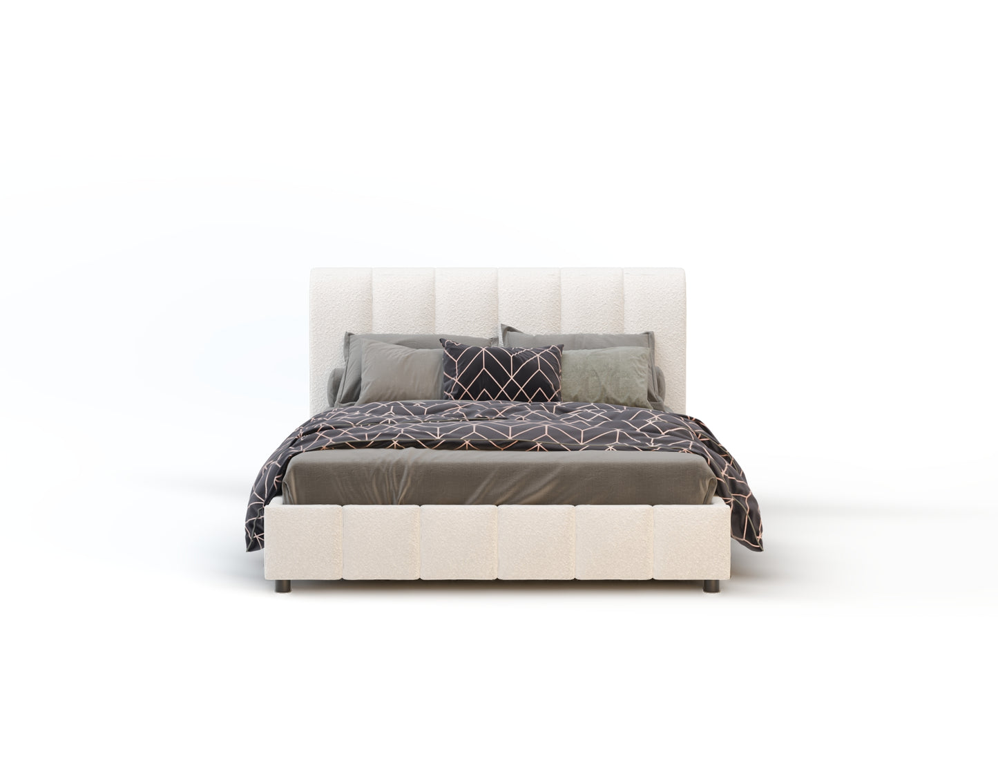 Michelle White Boucle Bed Frame