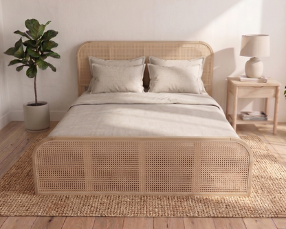 Palicosta Wooden Rattan Natural Gas Lift Bed Frame