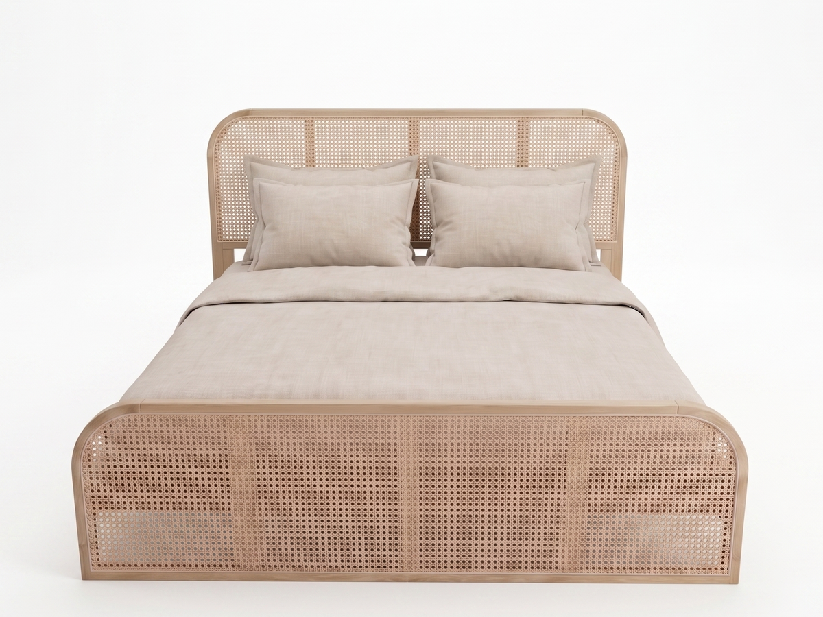 Palicosta Wooden Rattan Natural Gas Lift Bed Frame