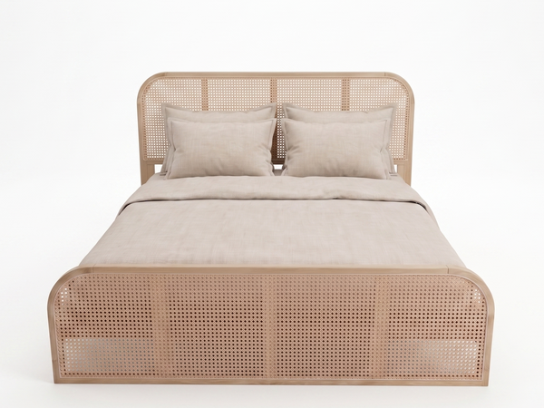 Palicosta Wooden Rattan Natural Gas Lift Bed Frame