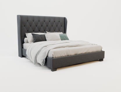 Harlow Grey Winged Fabric Bed Frame