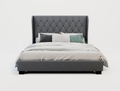 Harlow Grey Winged Fabric Bed Frame