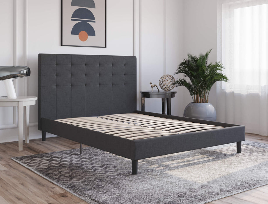 Kylie Buttoned Charcoal Fabric Bed Frame