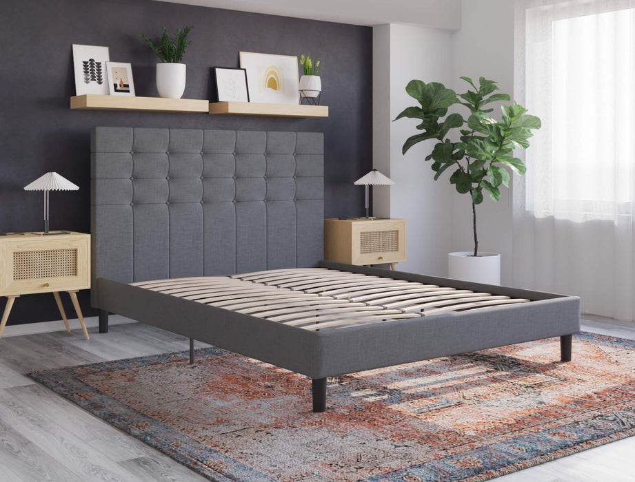 Kylie Buttoned Grey Fabric Bed Frame