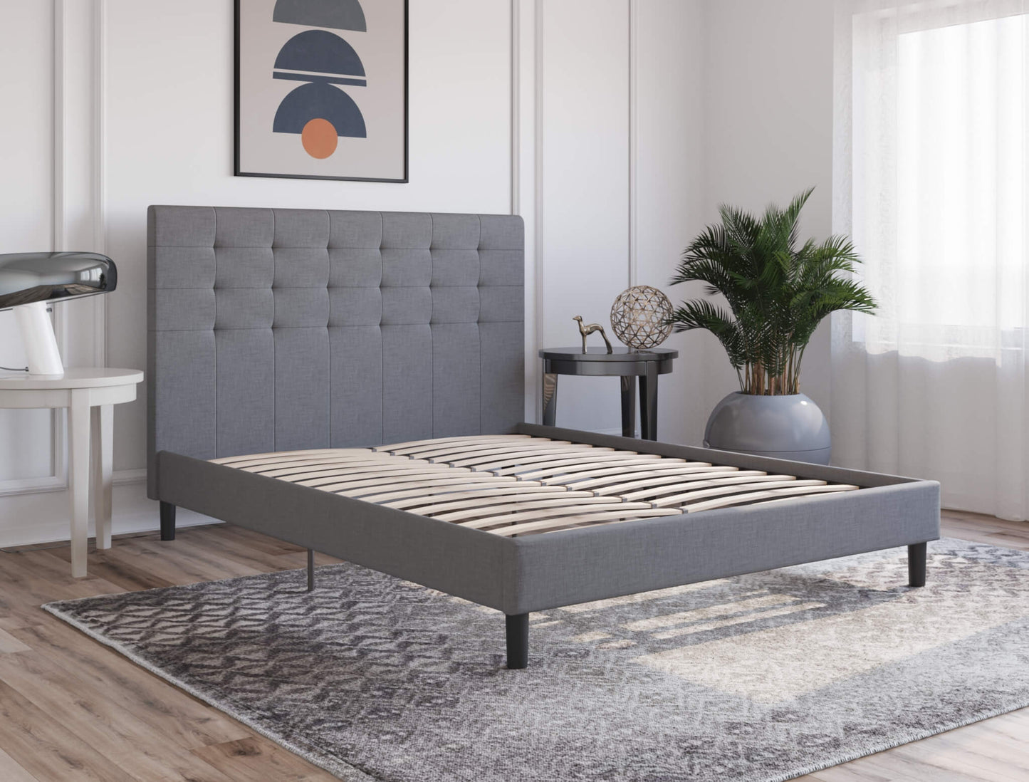 Kylie Grey Fabric Bed Frame