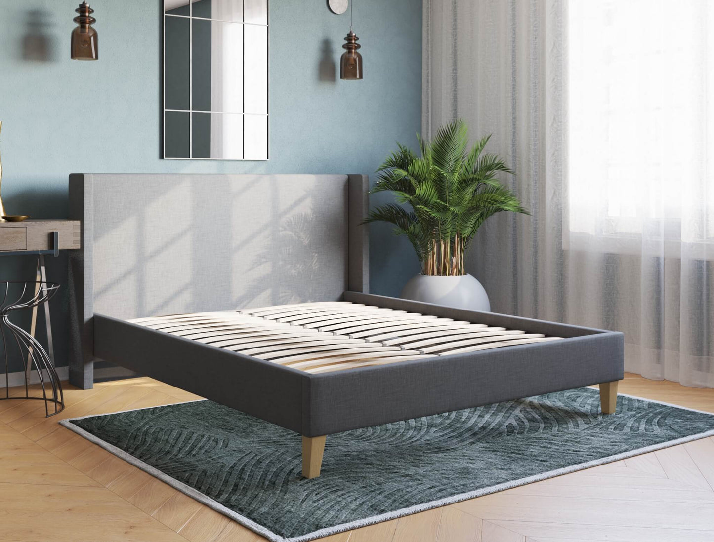 Kalmar Grey Fabric Bed Frame