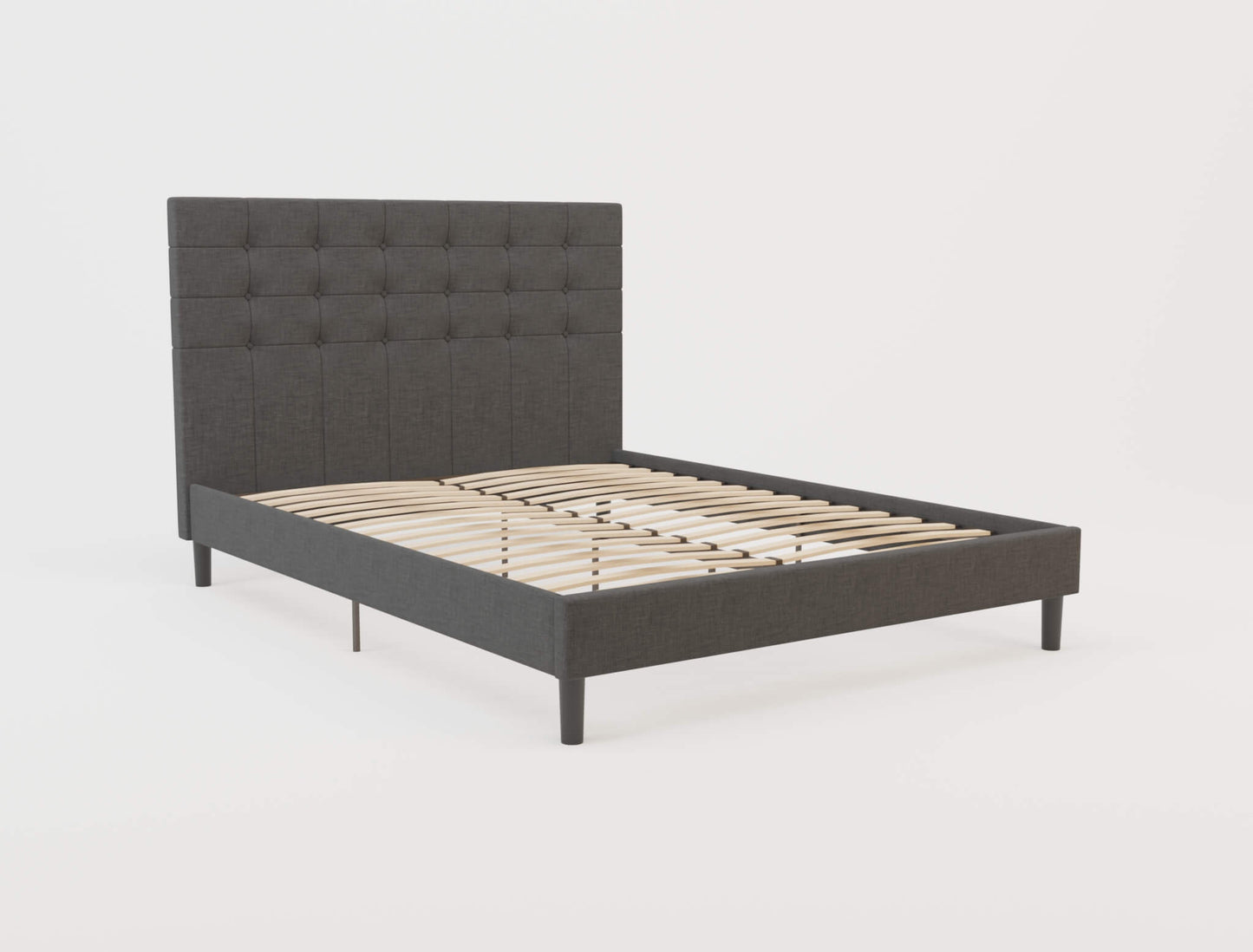 Kylie Button Charcoal Fabric Bed Frame