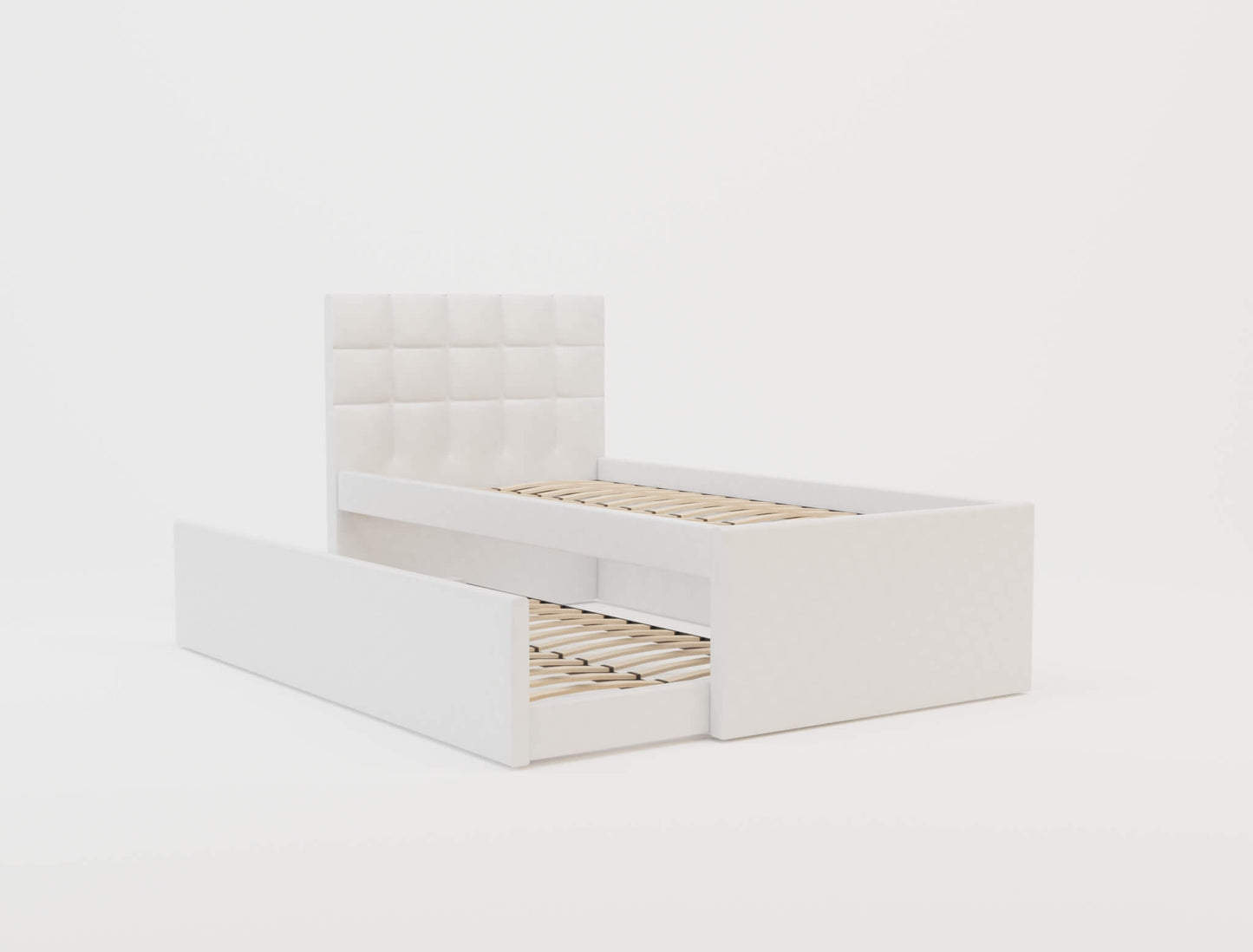 Landa White Faux Leather Trundle Bed