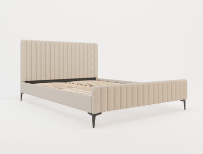 Astra Emily Beige Fabric Black Legs Bed Frame