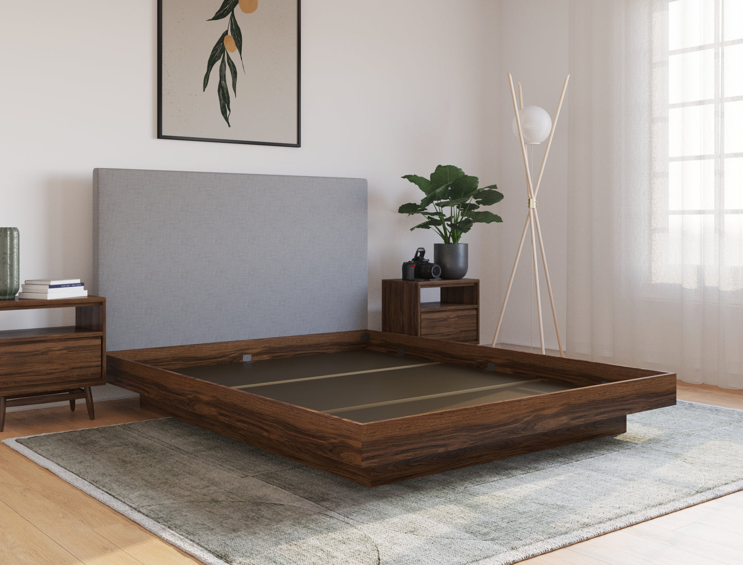 Halona Grey Walnut Bed Frame