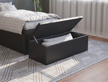 Oxford Black Faux Leather Ottoman