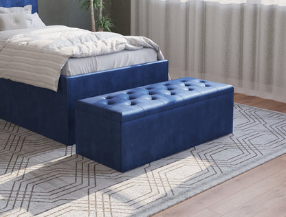 Selina Blue Velvet Ottoman