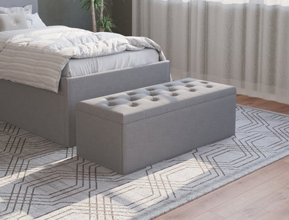 Oxford Grey Fabric Ottoman