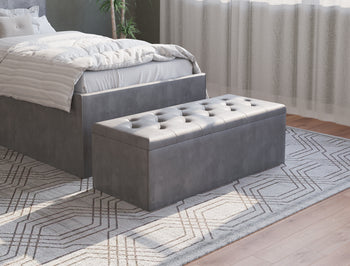 Selina Grey Velvet Ottoman