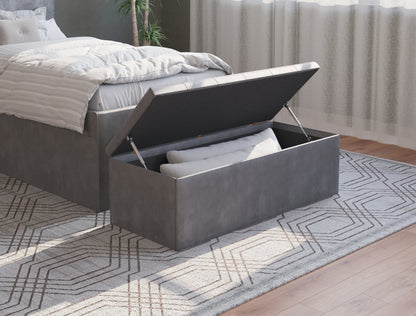 Selina Grey Velvet Ottoman