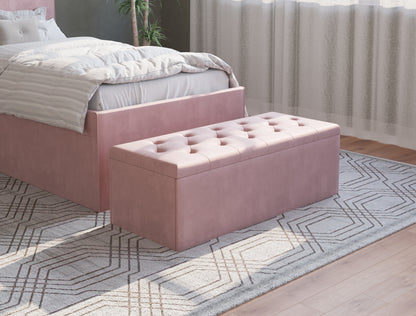 Selina Pink Velvet Ottoman