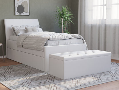 Oxford White Faux Leather Ottoman