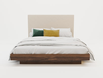 Halona Beige White Oak Walnut Bed Frame