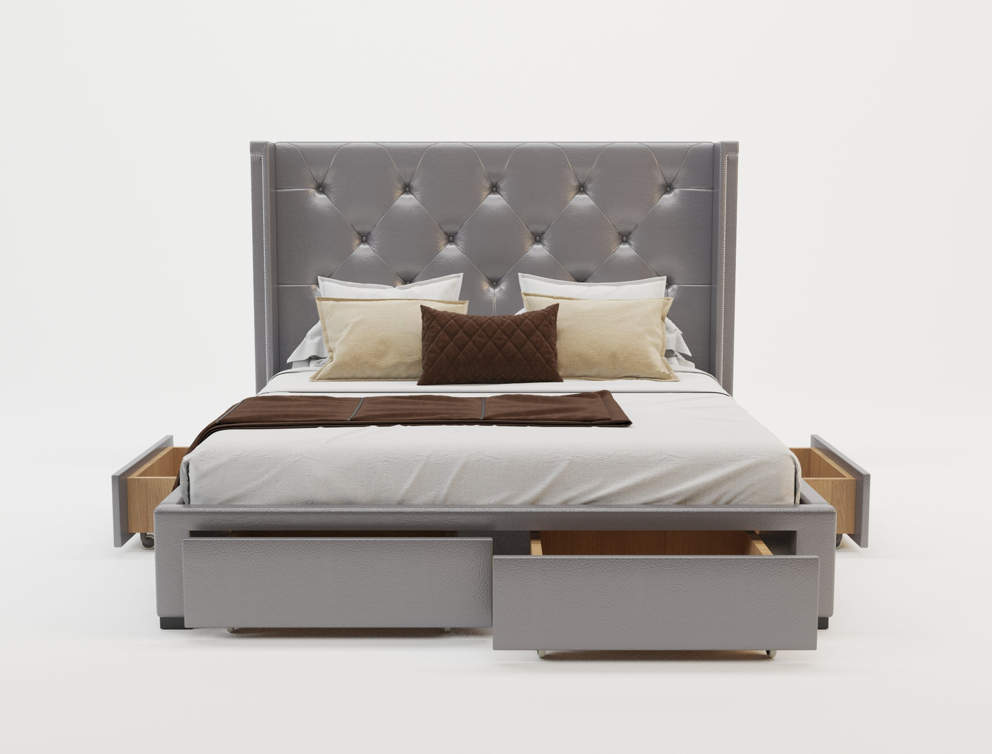 Empress Silver Drawer Bed Frame