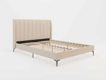 Georgia Beige White Oak Black Legs Bed Frame