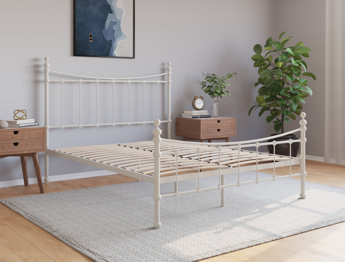 Juls White Metal Bed Frame